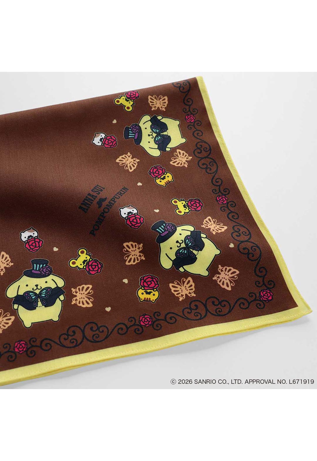Anna Sui x Pompompurin Printed Handkerchief (Brown)