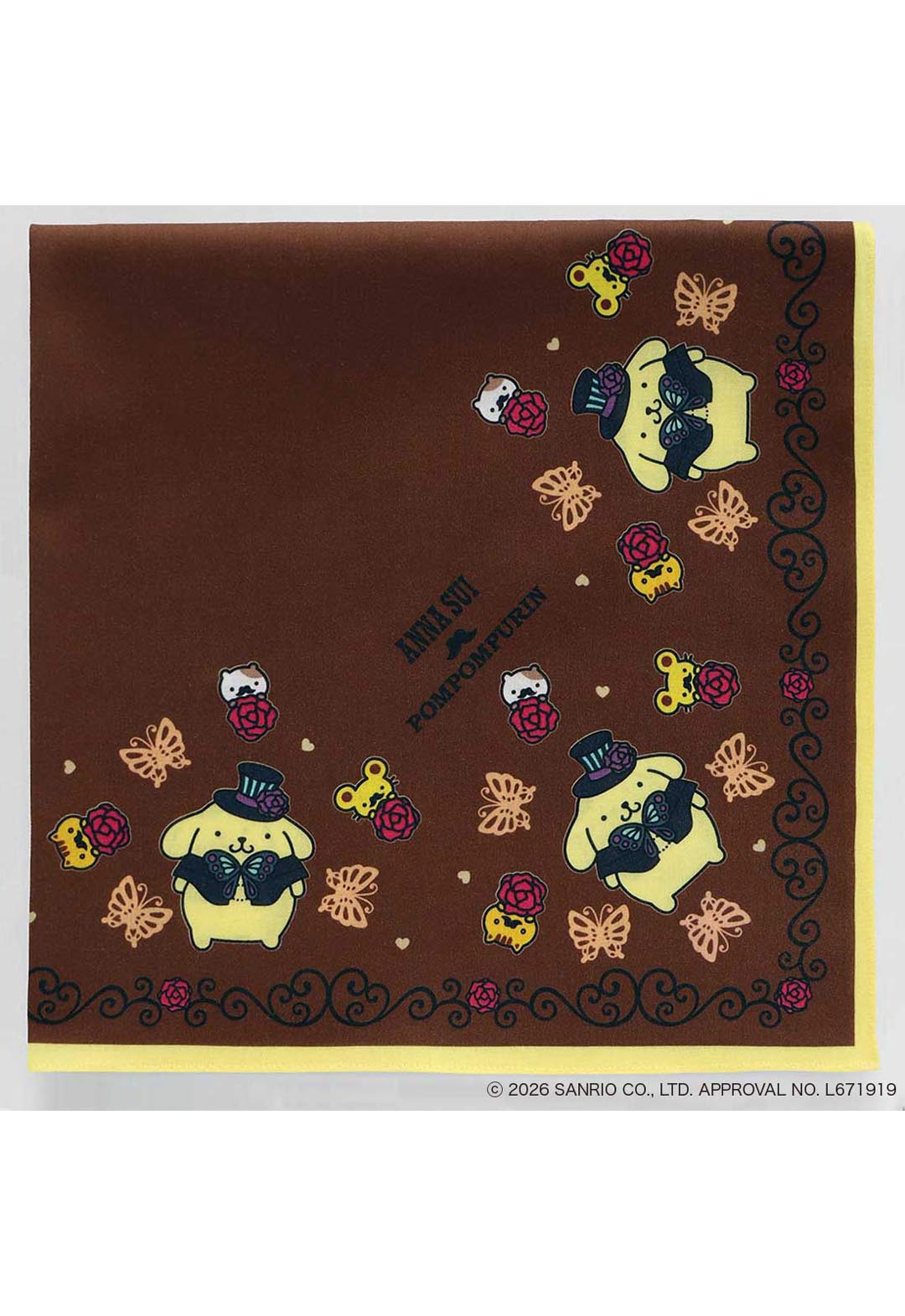 Anna Sui x Pompompurin Printed Handkerchief (Brown)