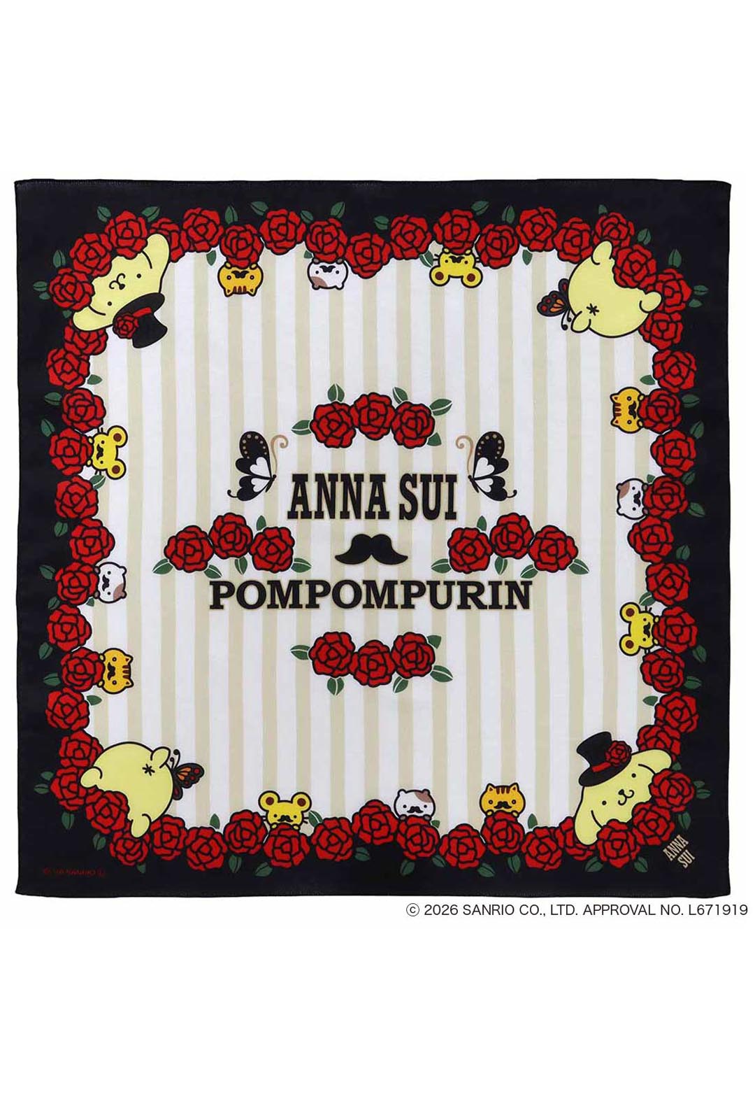 Anna Sui x Pompompurin 联名款印花手帕 - 玫瑰红