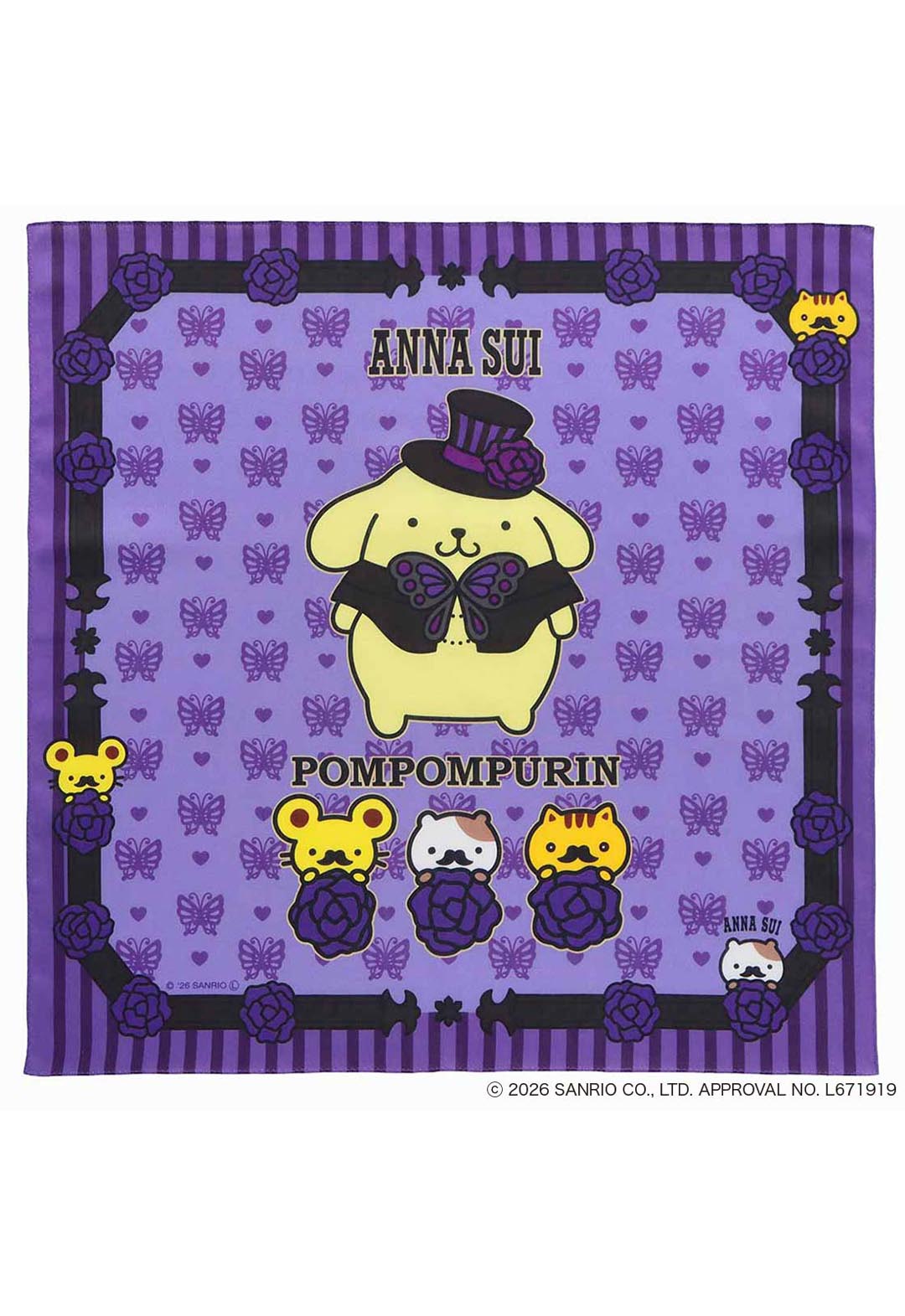 Anna Sui x Pompompurin 联名款印花手帕 - 紫色