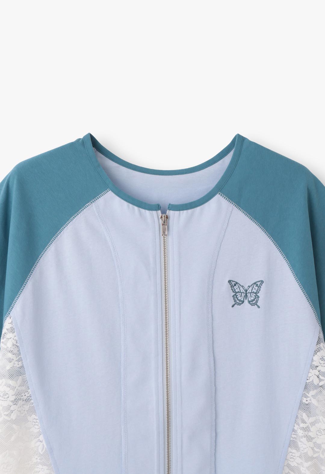 Lace docking double zip shirt