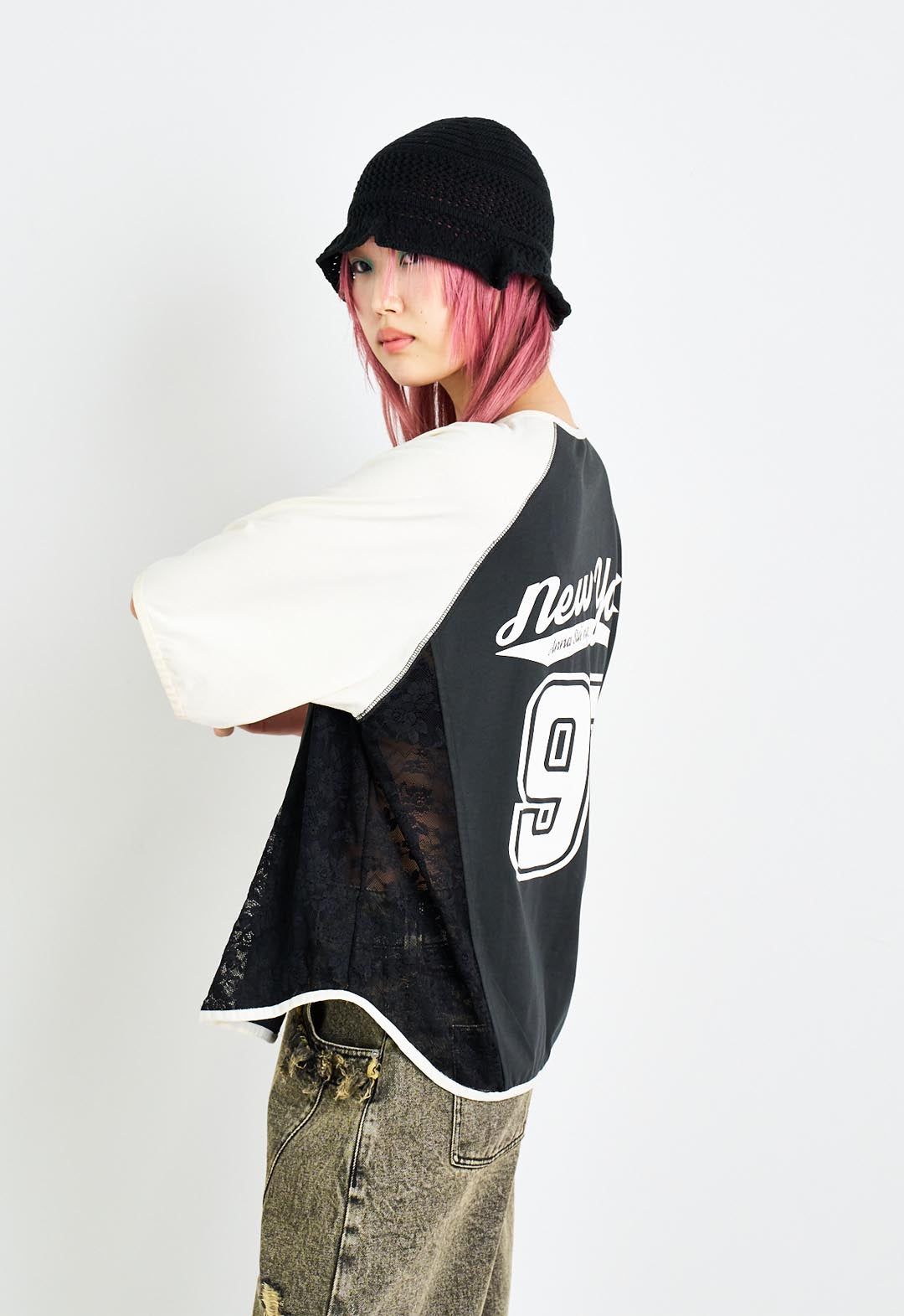 Lace docking double zip shirt