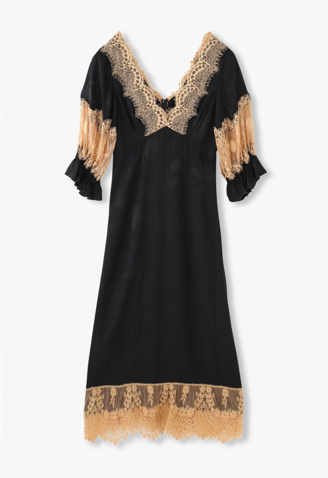 FLORAL JACQUARD LONG SLEEVE DRESS