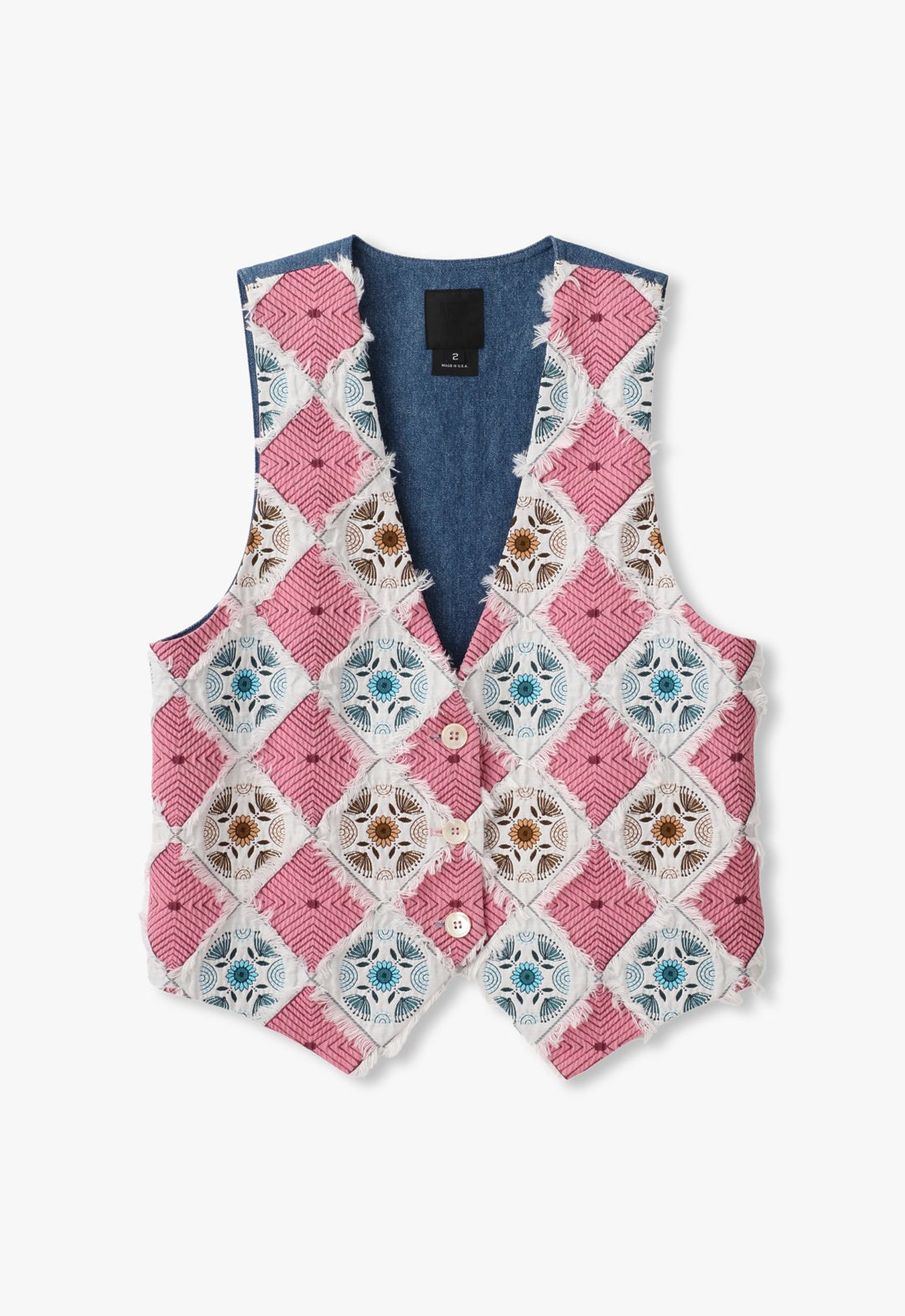 PATCHWORK QUILT AND DENIM VEST