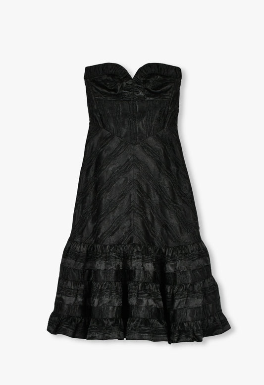 CRUSHED SATIN STRAPLESS SWEETHEART DRESS