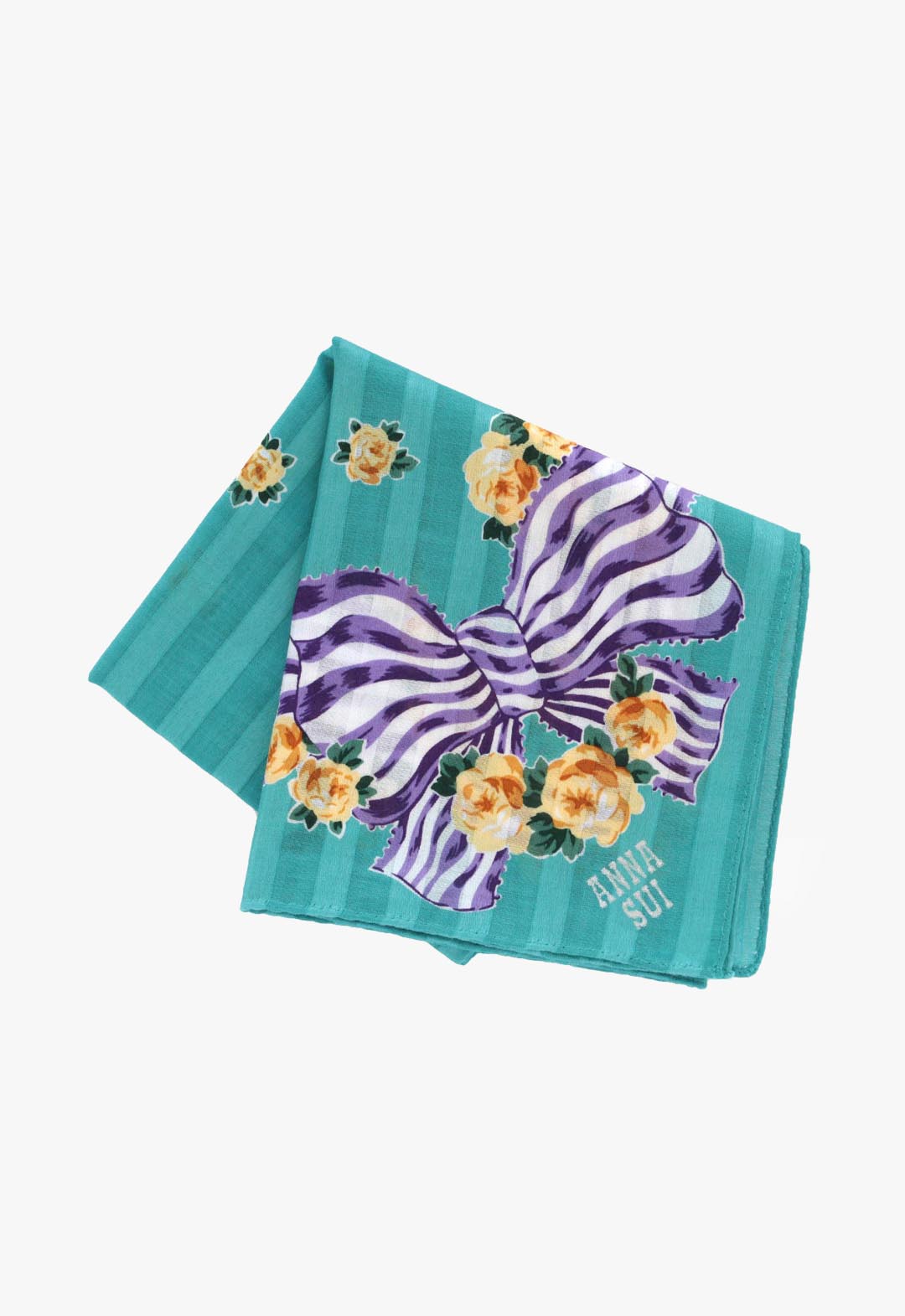 リボンローズ柄プリントハンカチ