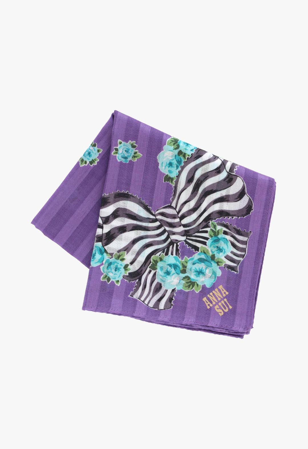 リボンローズ柄プリントハンカチ