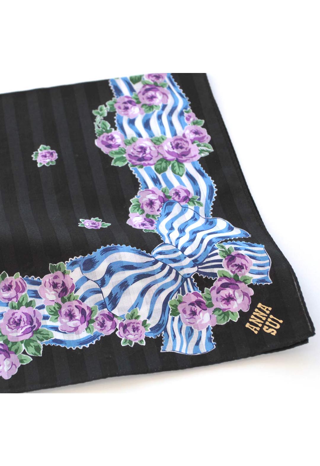 リボンローズ柄プリントハンカチ