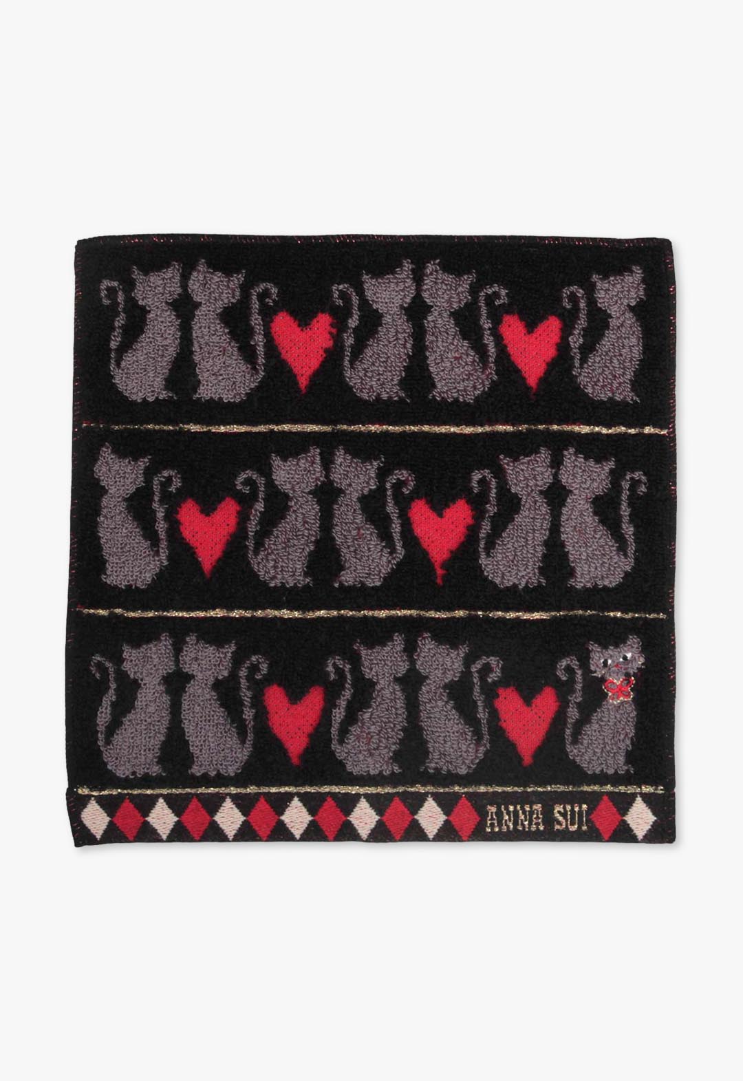 キャット&ハートミニタオル