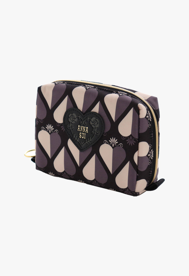 Heart Print Cosmetic Pouch