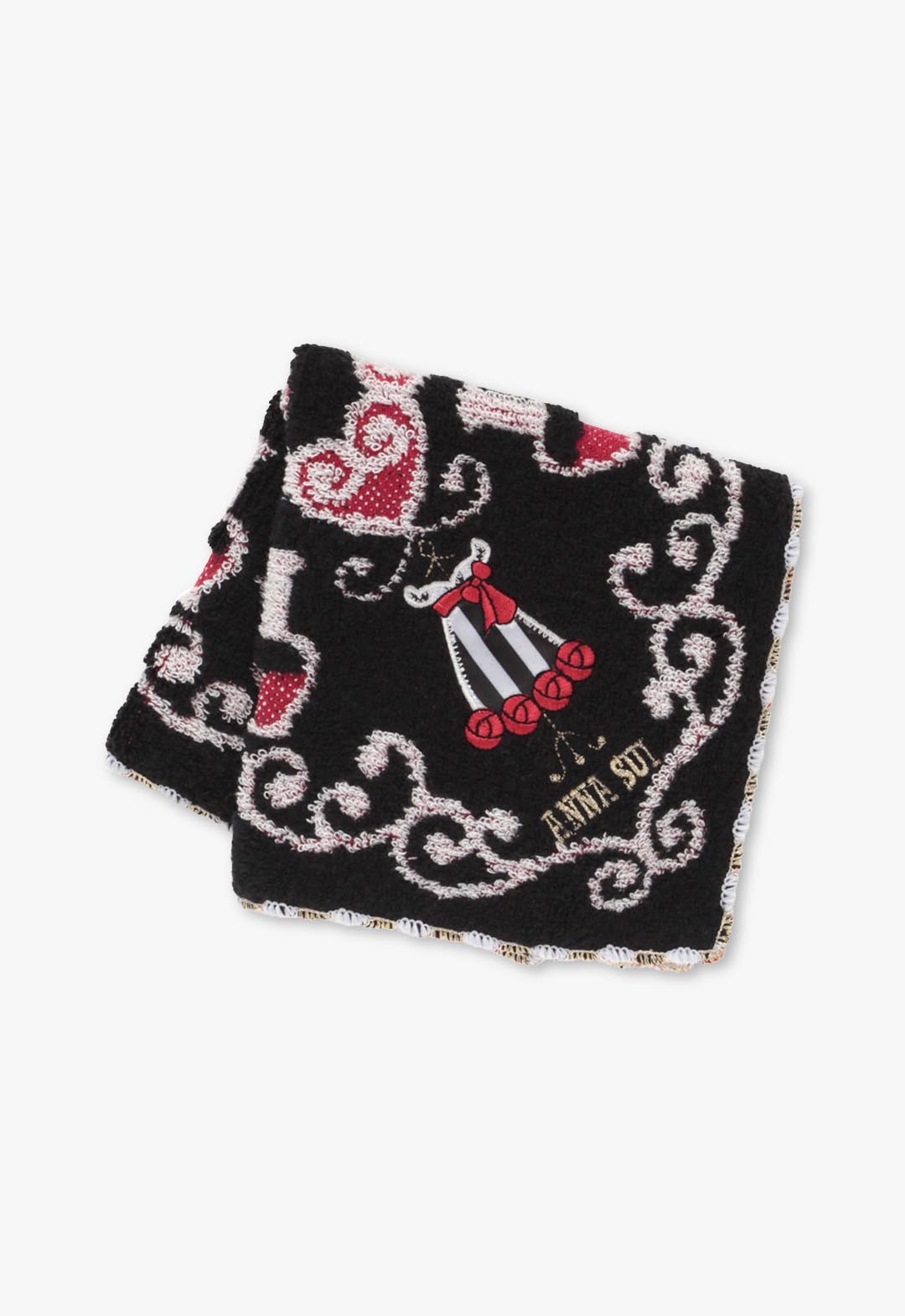 Striped Rose Applique Towel Handkerchief