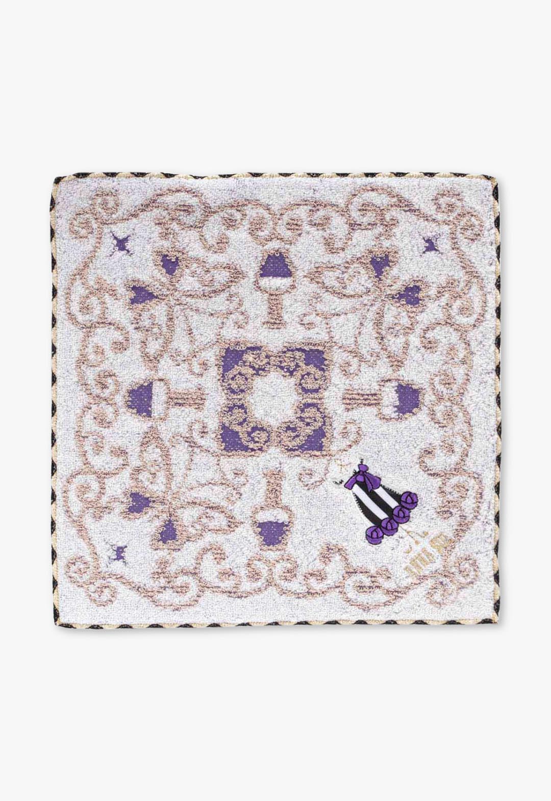 Striped Rose Applique Towel Handkerchief