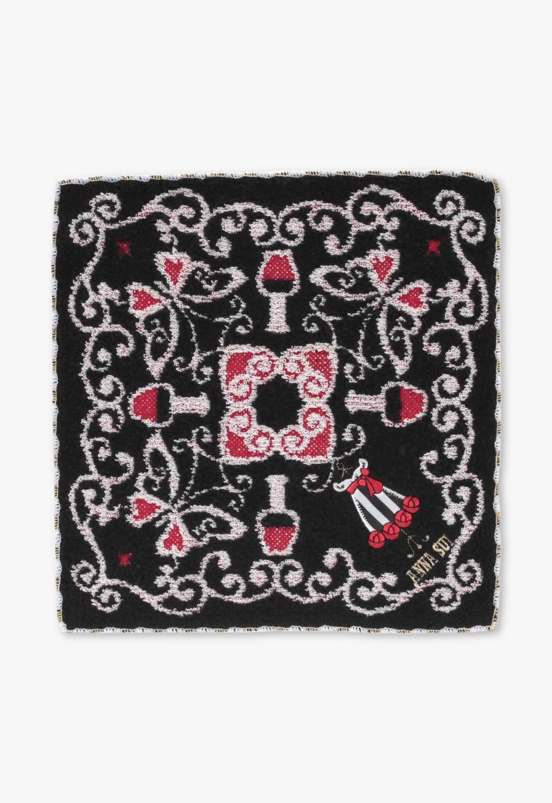 Striped Rose Applique Towel Handkerchief