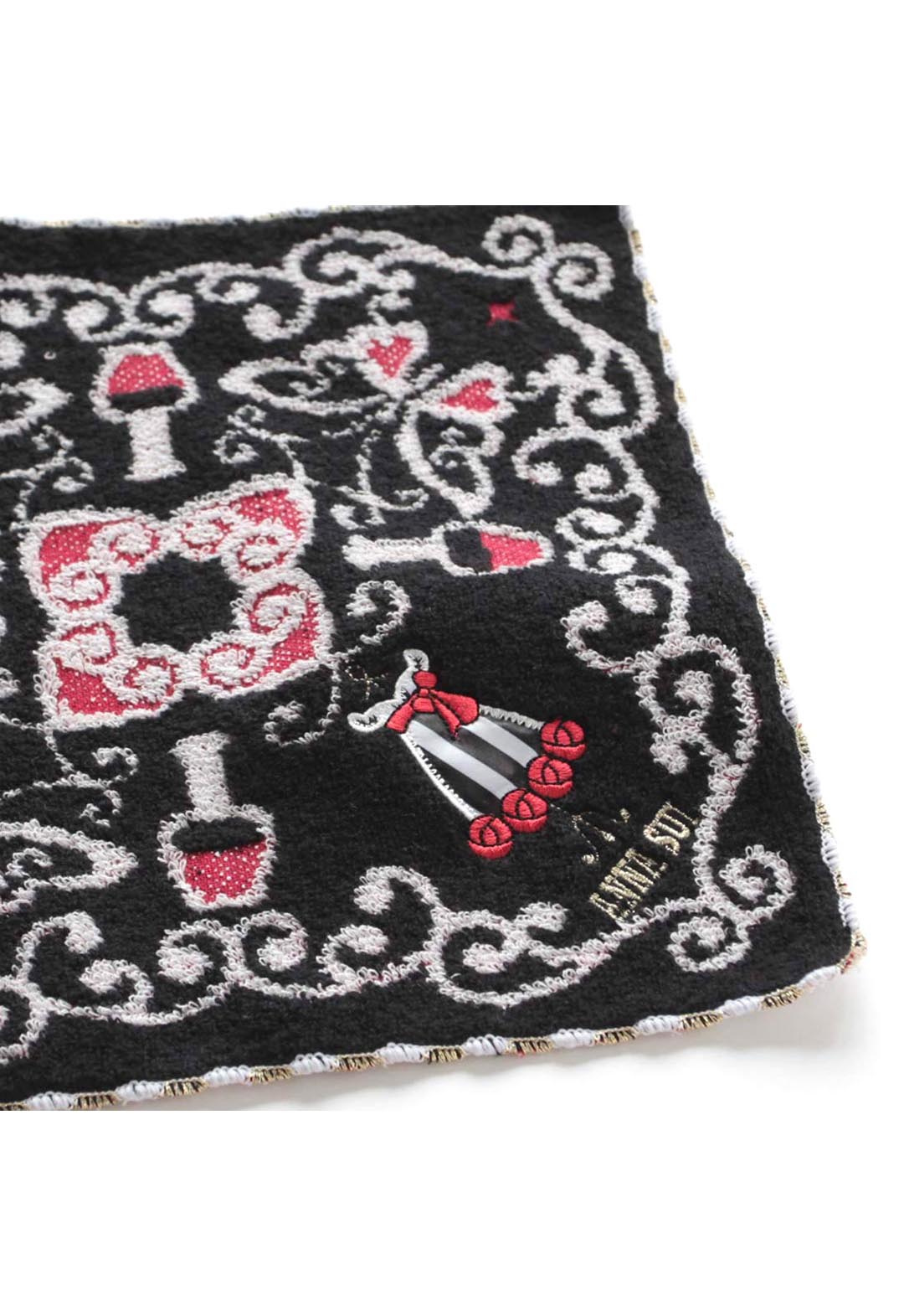 Striped Rose Applique Towel Handkerchief