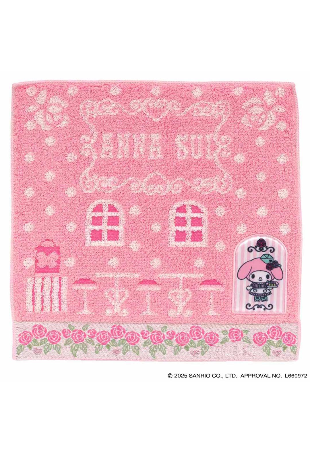 [My Melody Kuromi x ANNA SUI] Towel handkerchief with appliqué