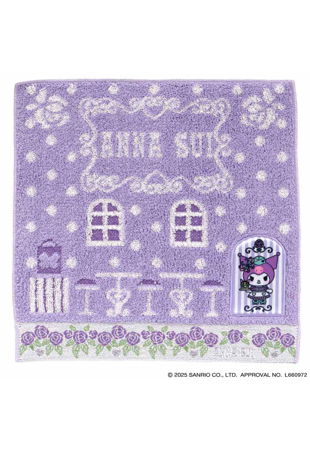 [My Melody Kuromi x ANNA SUI] Towel handkerchief with appliqué