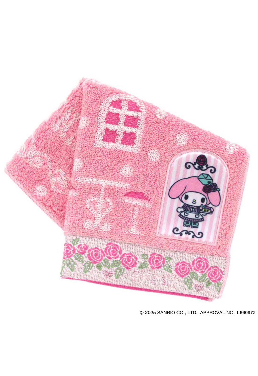 [My Melody Kuromi x ANNA SUI] Towel handkerchief with appliqué