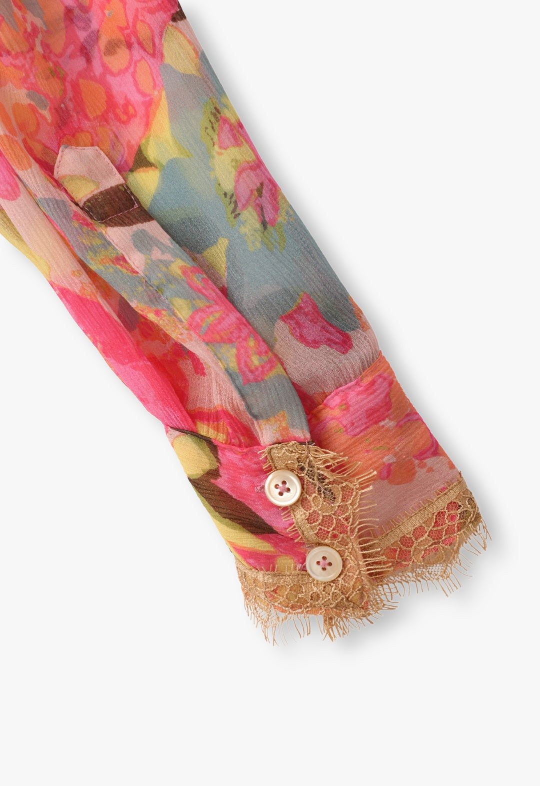 DAHLIAS CRINKLE CHIFFON RUFFLE BUTTON DOWN