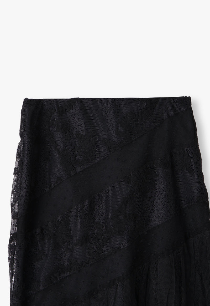 BLACK LACE COMBO SKIRT