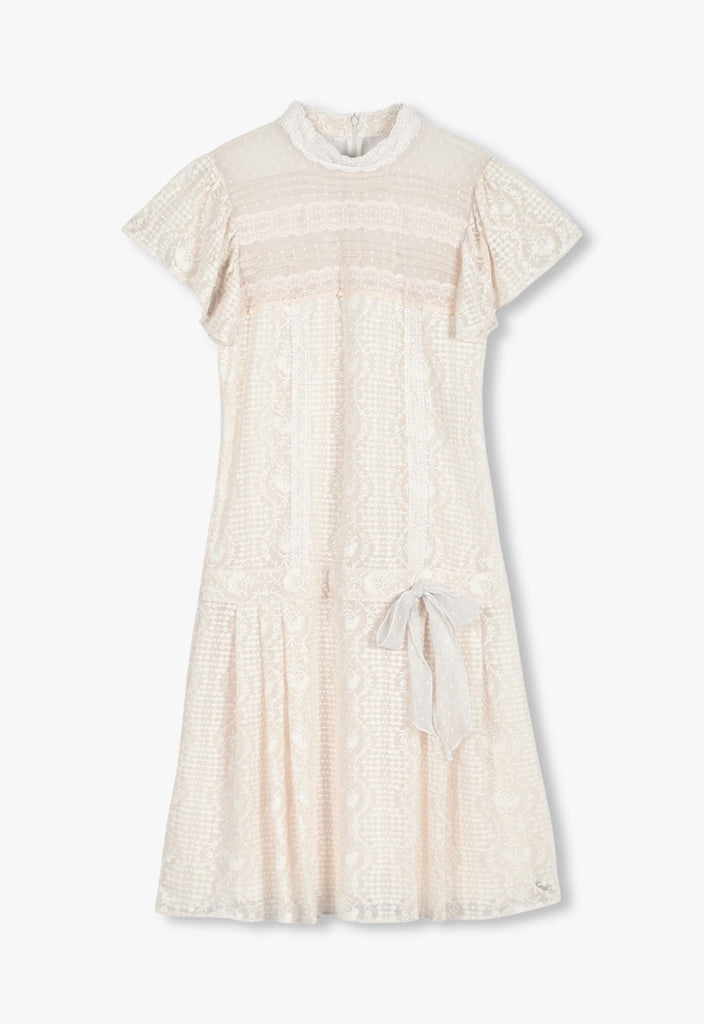 VICTORIAN LACE COMBO DROP WAIST DRESS