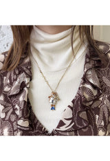 Cat motif necklace (blue)