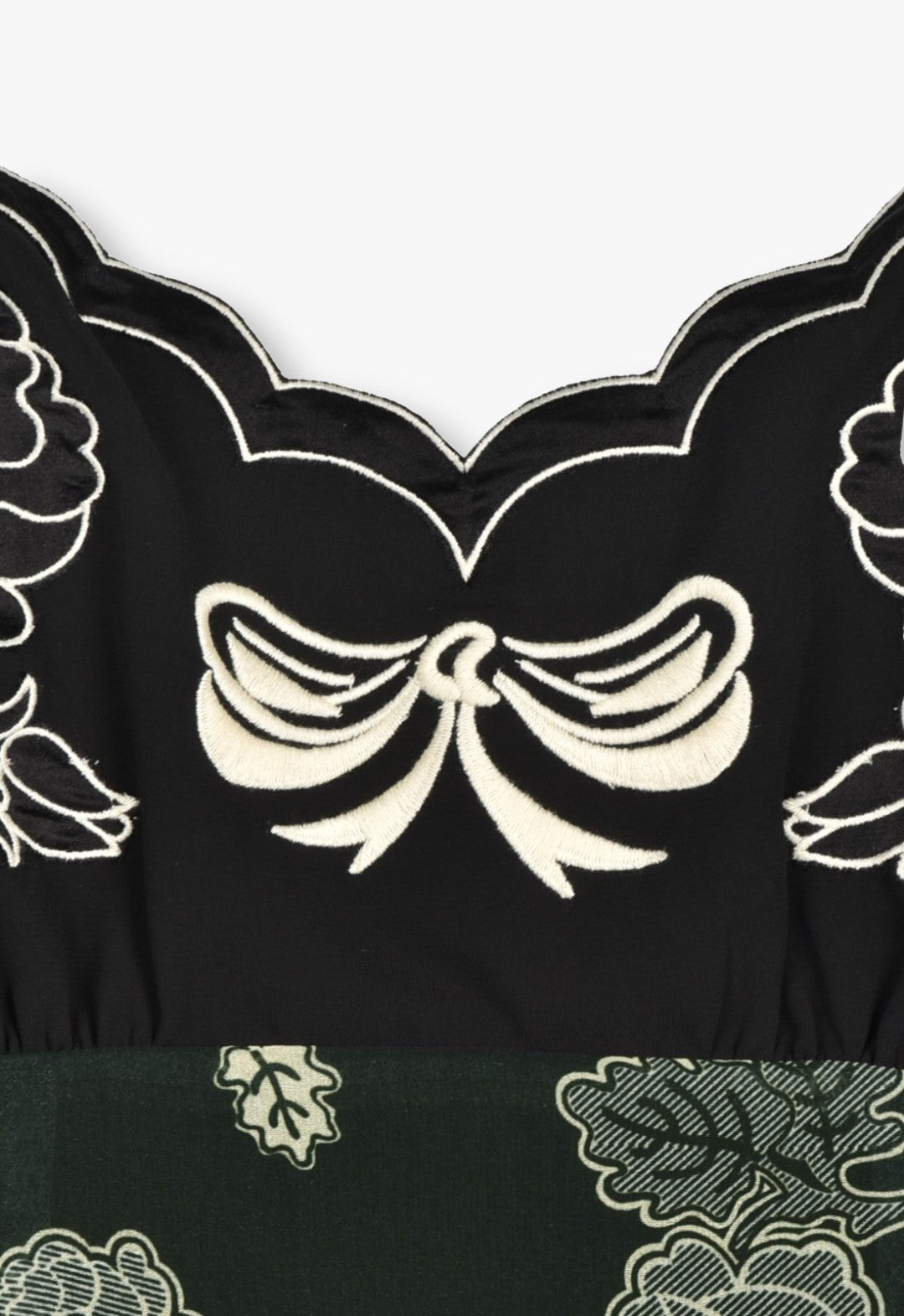 铃兰与素描玫瑰雪纺组合玫瑰刺绣吊带裙