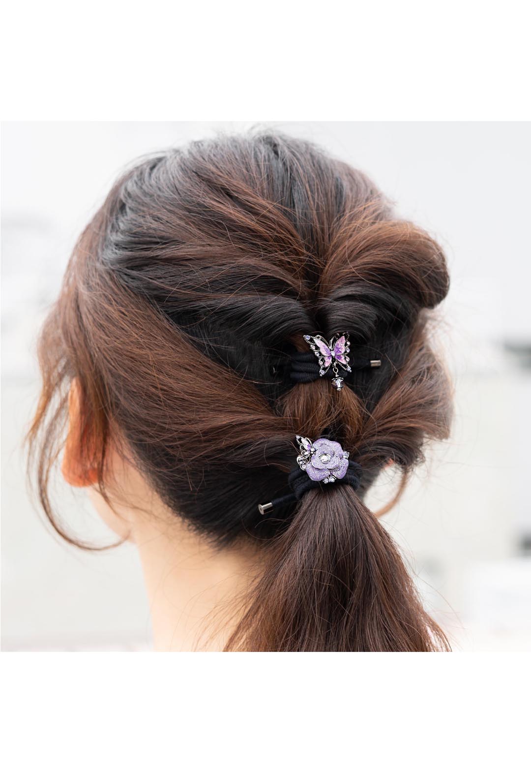 Butterfly and rose motif hair tie