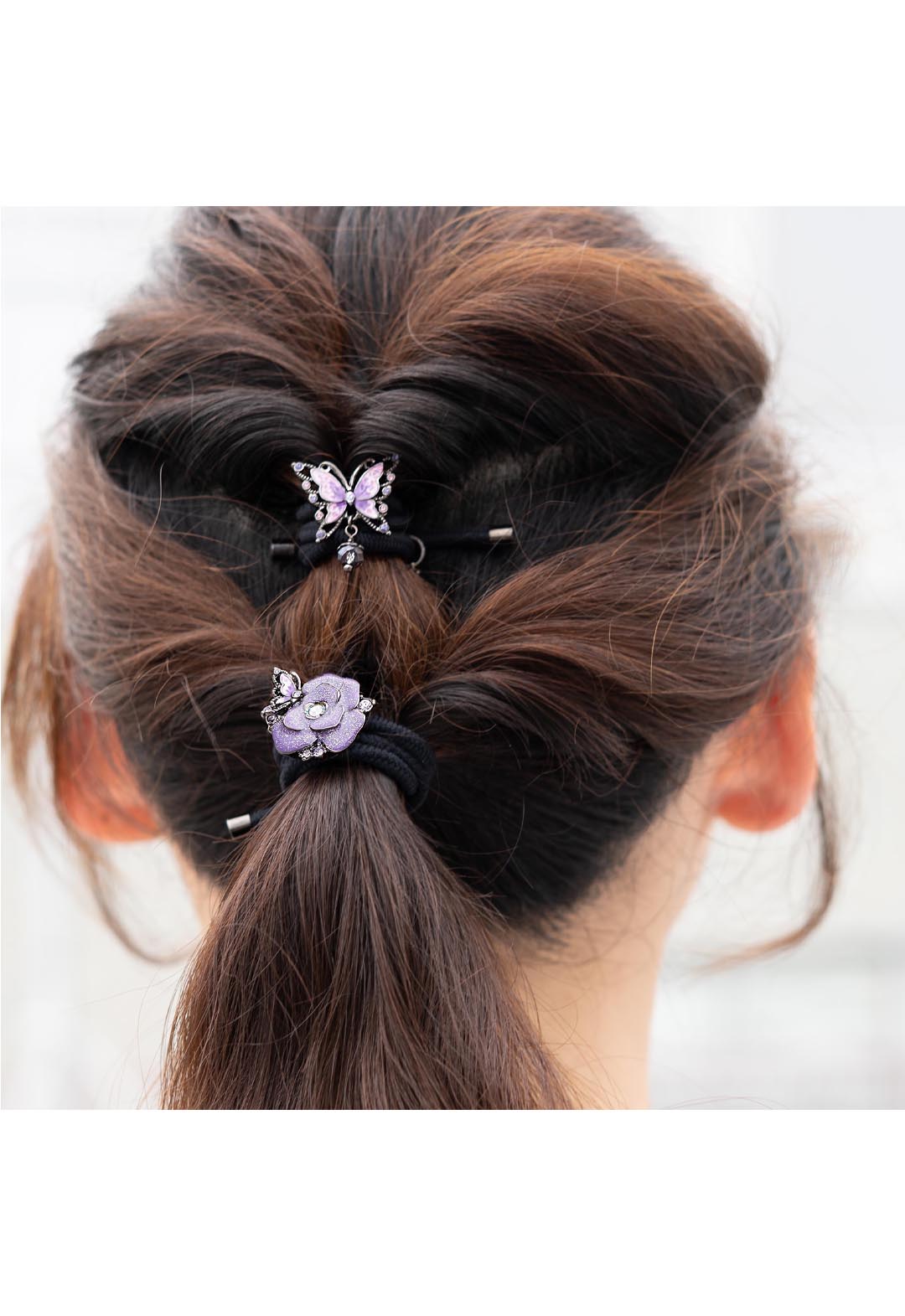 Butterfly and rose motif hair tie