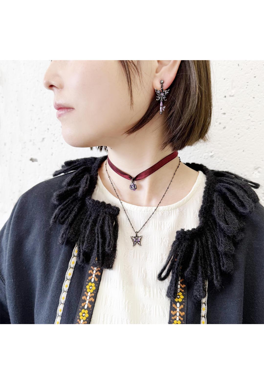 アナ スイ（ANNA SUI） 蝶モチーフ ネックレス バラモチーフ