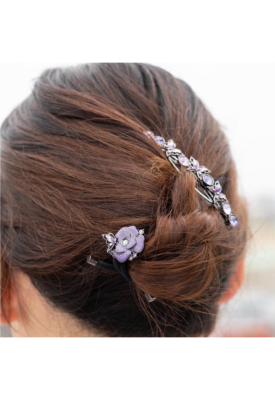 Butterfly and rose motif hair tie