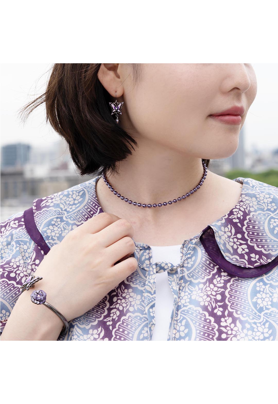Butterfly Motif Pearl Necklace