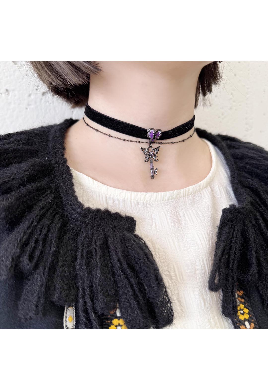 ANNA SUI バタフライ 鍵モチーフ チョーカー 完売人気モデル バタフライ鍵モチーフ チョーカーネックレス