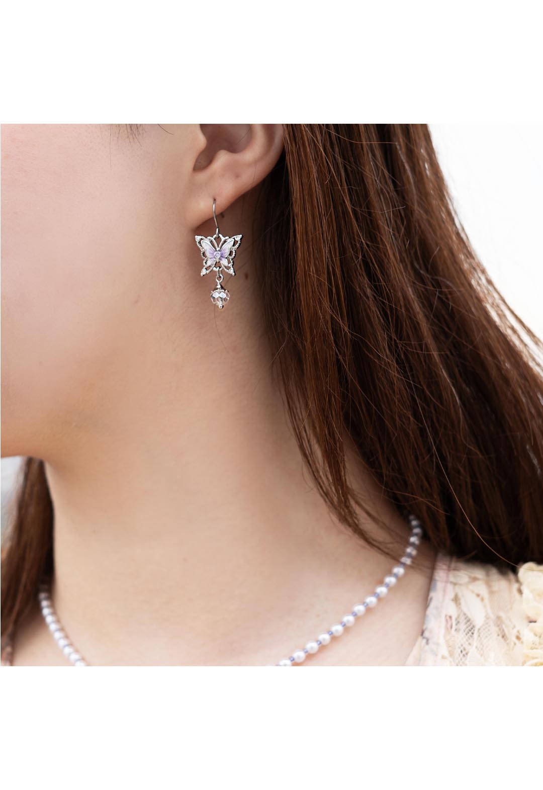 Butterfly motif hook earrings