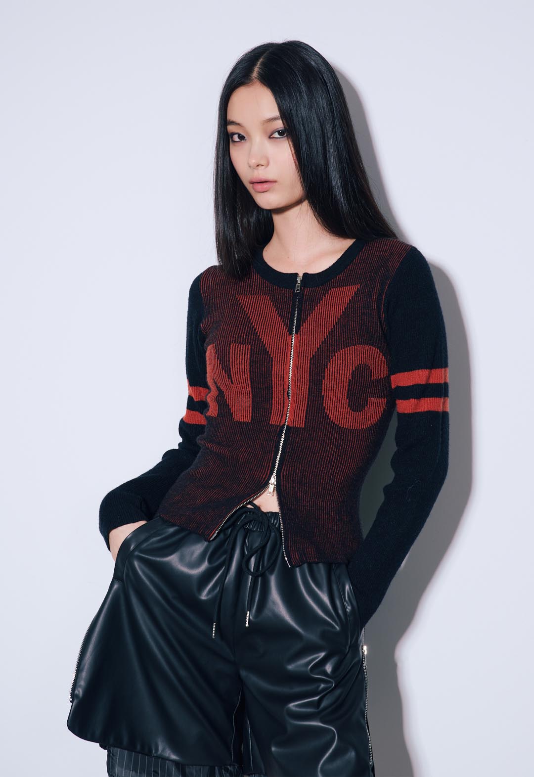 NYC配色ZIPカーデ