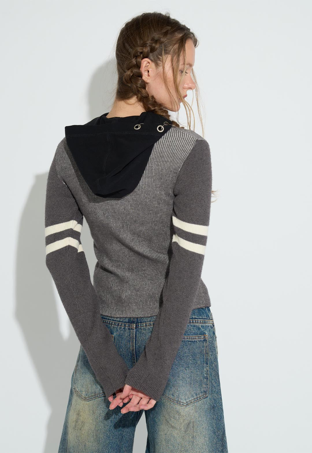 NYC配色ZIPカーデ