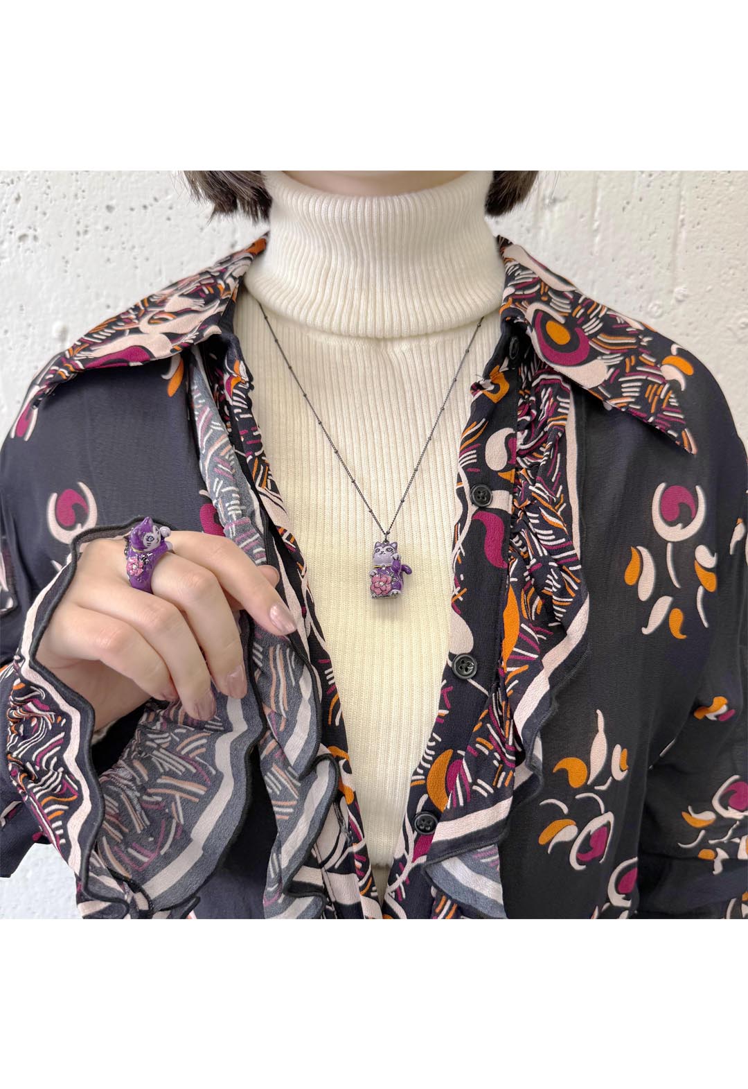 招财猫图案项链