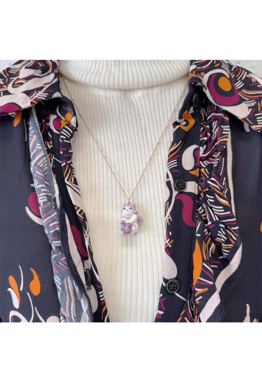 招财猫图案项链