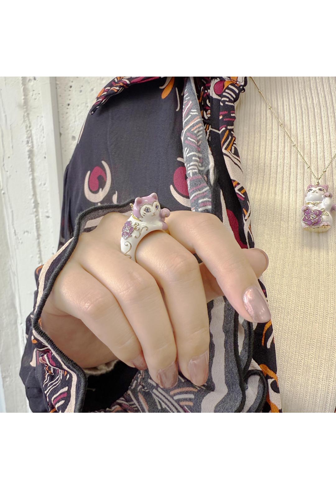 招财猫图案戒指