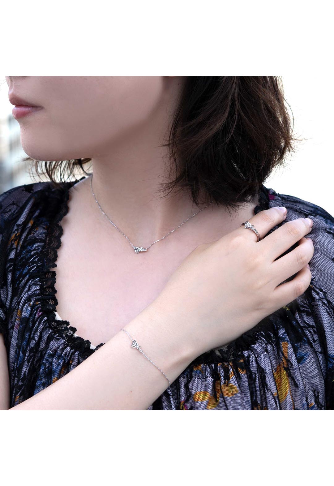 Butterfly Ribbon Motif Necklace