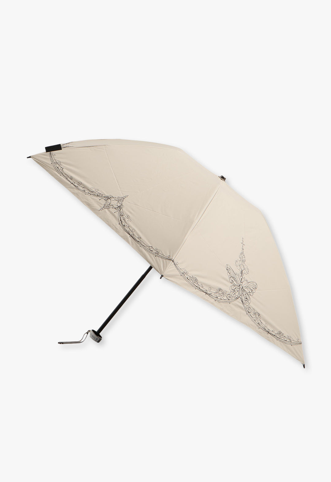 あなすい バタフライアーチラメ刺繍晴雨兼用パラソル(折りたたみ傘)