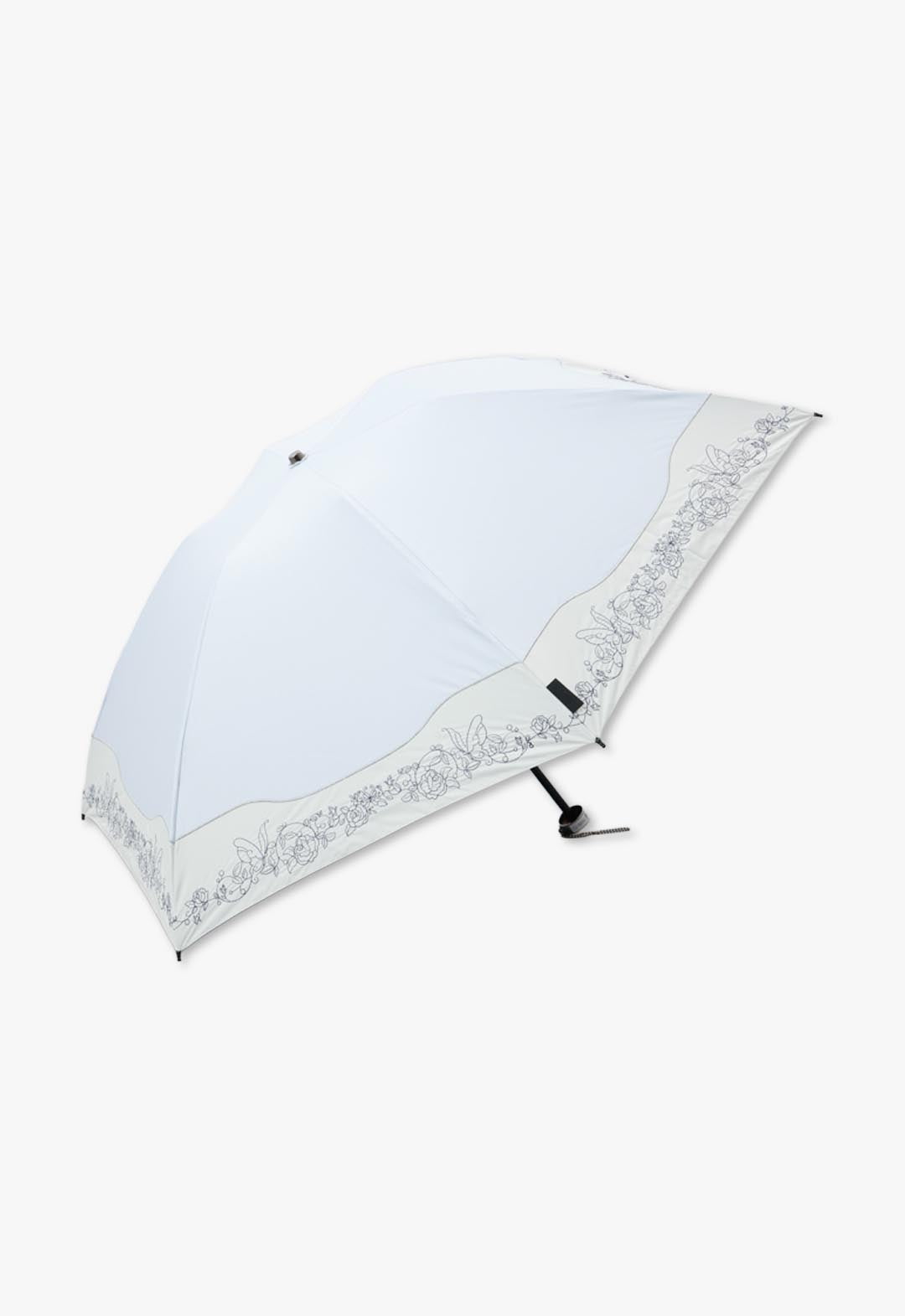 Cut-and-sew embroidered folding umbrella for all weather use