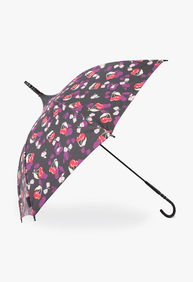 Cherry pattern rain umbrella (long umbrella pagoda type)