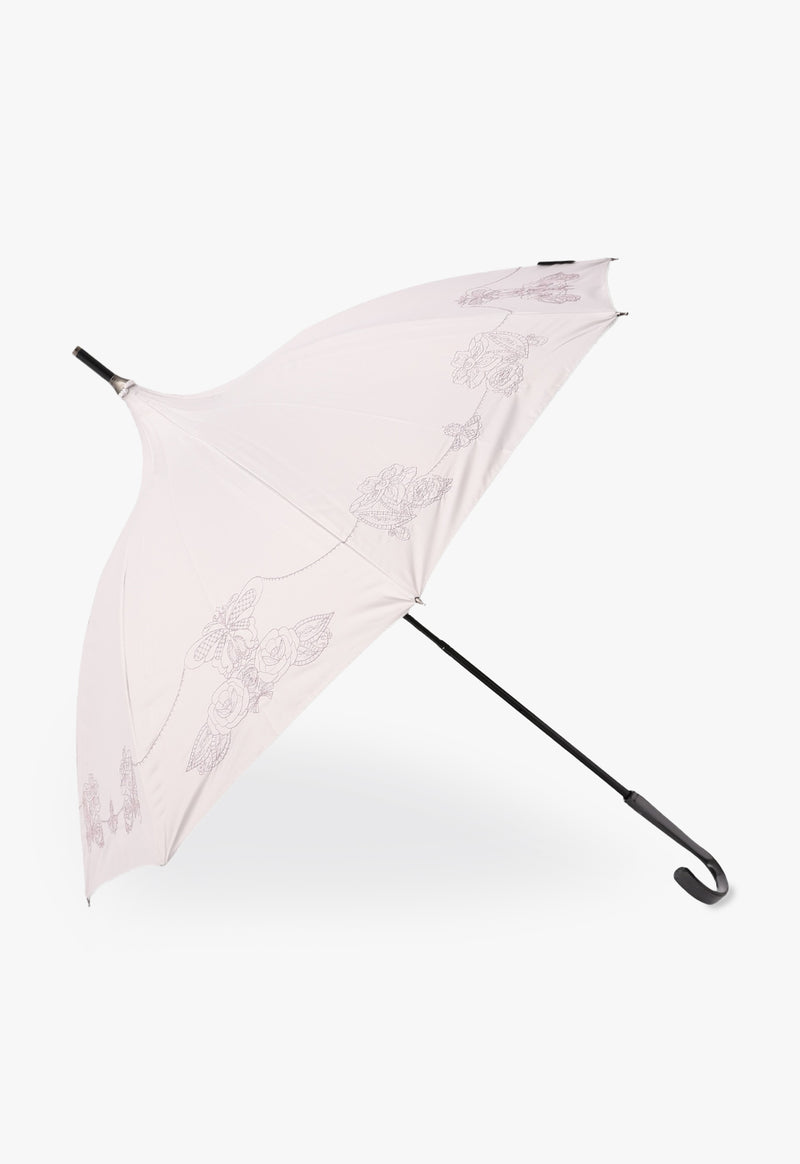 Lace style embroidery light rain umbrella (short umbrella)