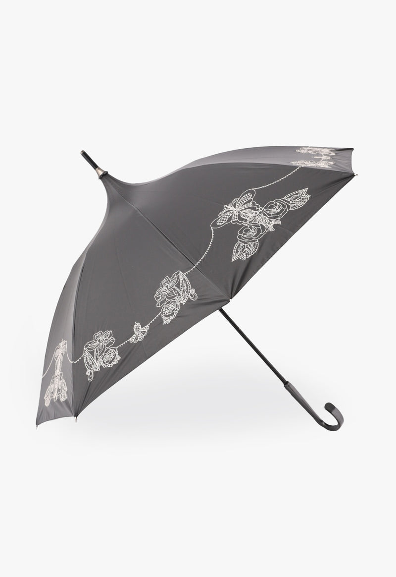 Lace style embroidery light rain umbrella (short umbrella)