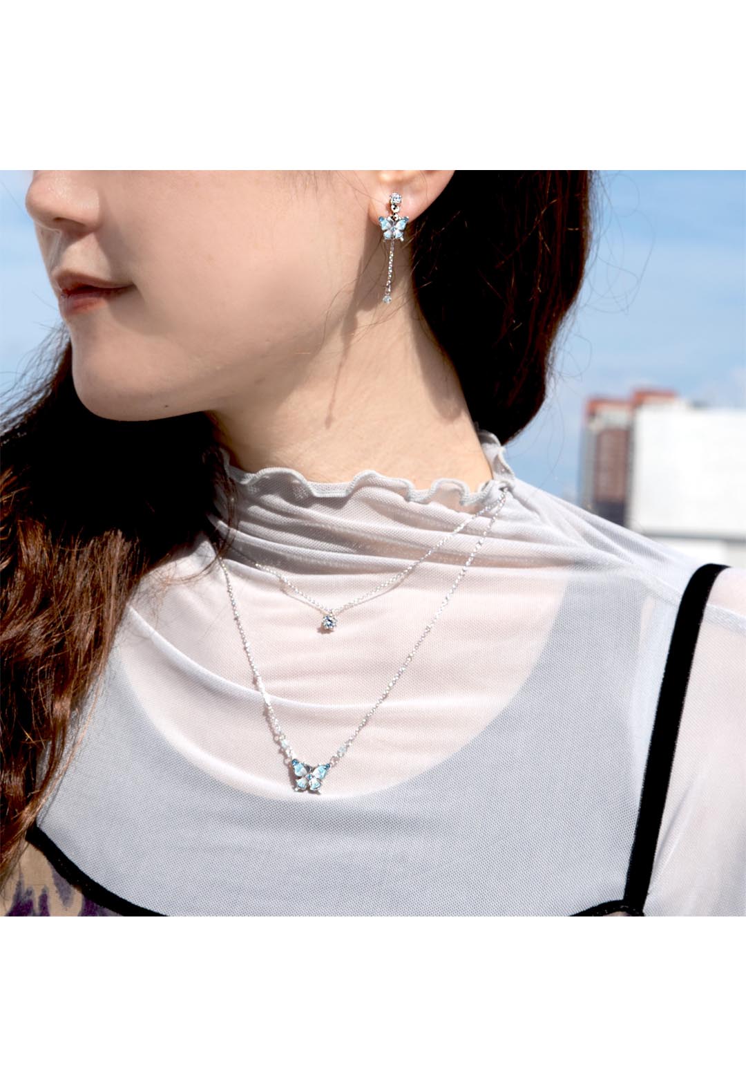 Butterfly motif 2WAY earrings