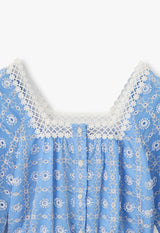 LATTICE LACE EMBROIDERY TIE BLOUSE
