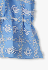 LATTICE LACE EMBROIDERY TIE BLOUSE