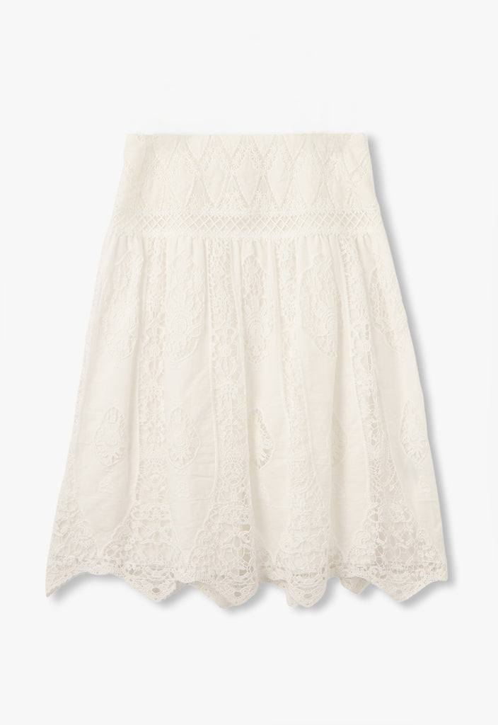 APPLIQUE LACE COMBO SKIRT