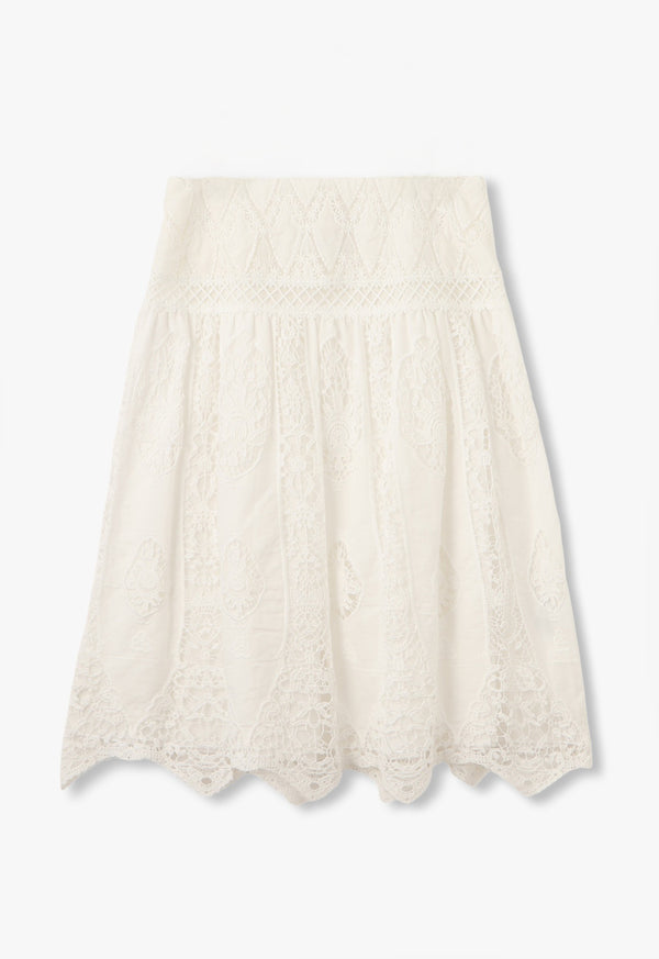 APPLIQUE LACE COMBO SKIRT