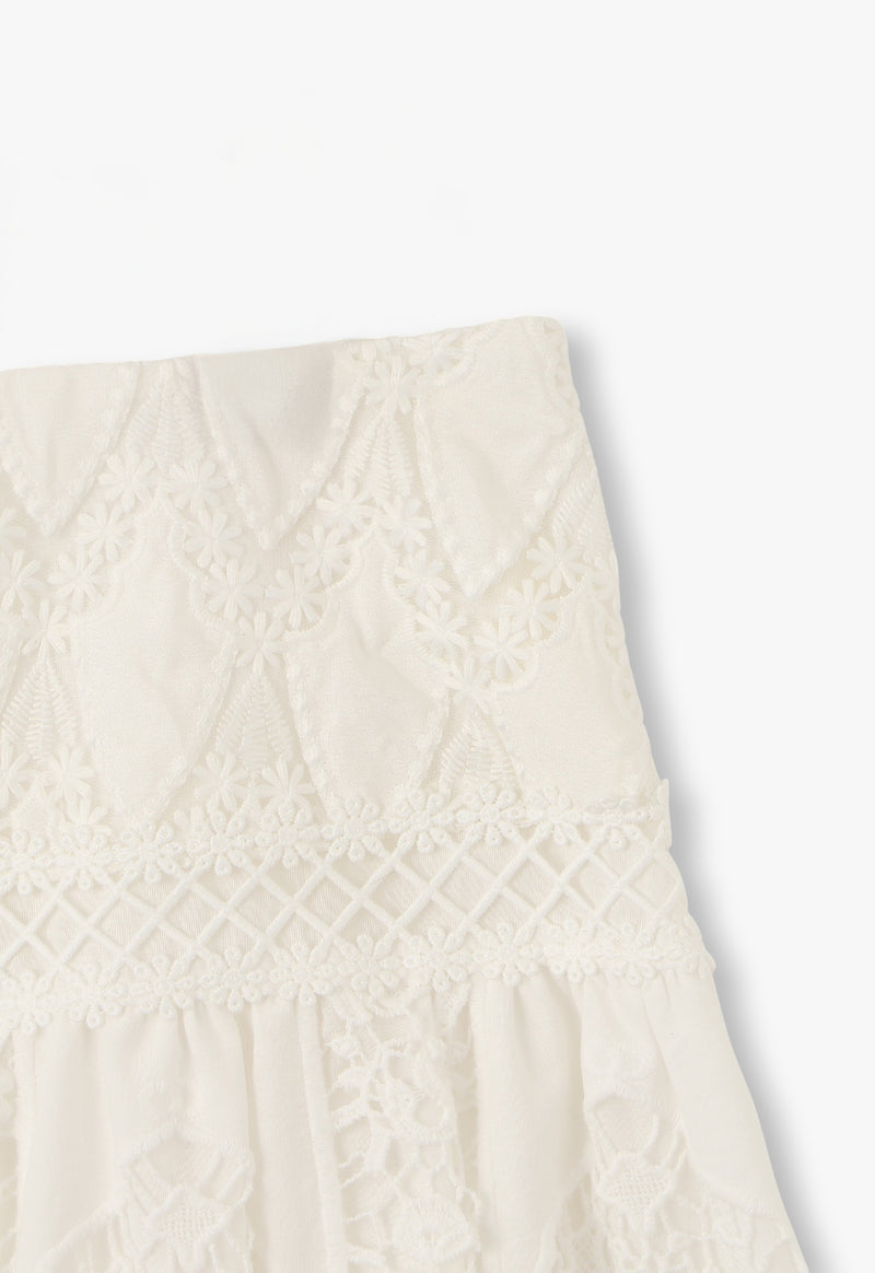 APPLIQUE LACE COMBO SKIRT